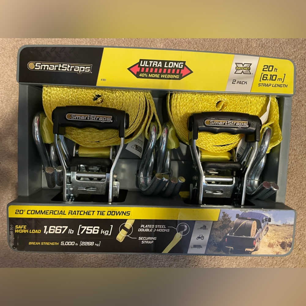 New 2 Pack Smart Strap Commercial Ratchet Set